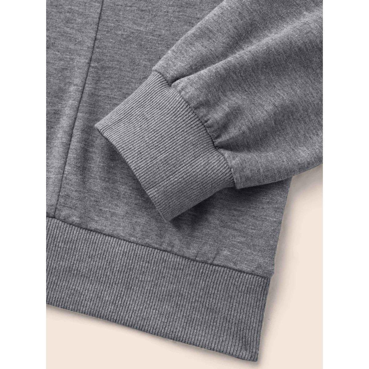 Plus Size Round Neck Stitch Slightly Stretchy Sweatshirt Women Mediumgray Casual Topstitching Round Neck Everyday Sweatshirts BloomChic 18-20/2X Product Image