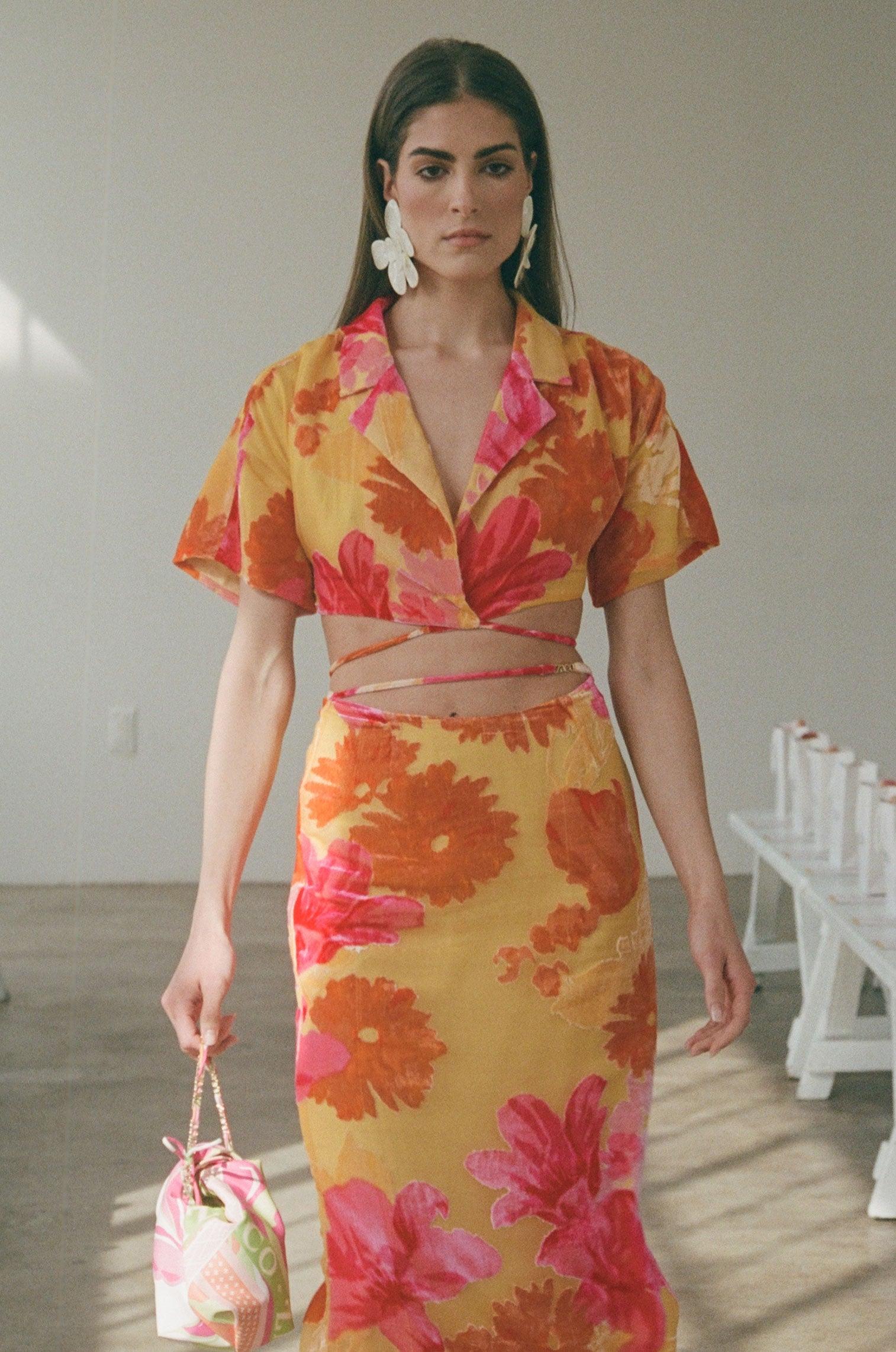 Sorrenta Wrap Top - Floreale Sunny Product Image