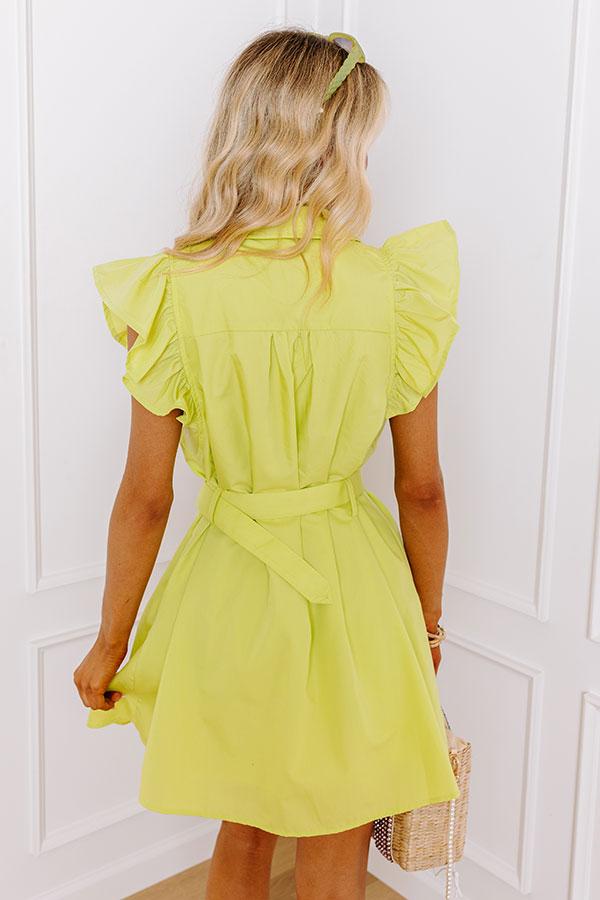 Take A Chance Ruffle Mini Dress in Lime Punch Product Image