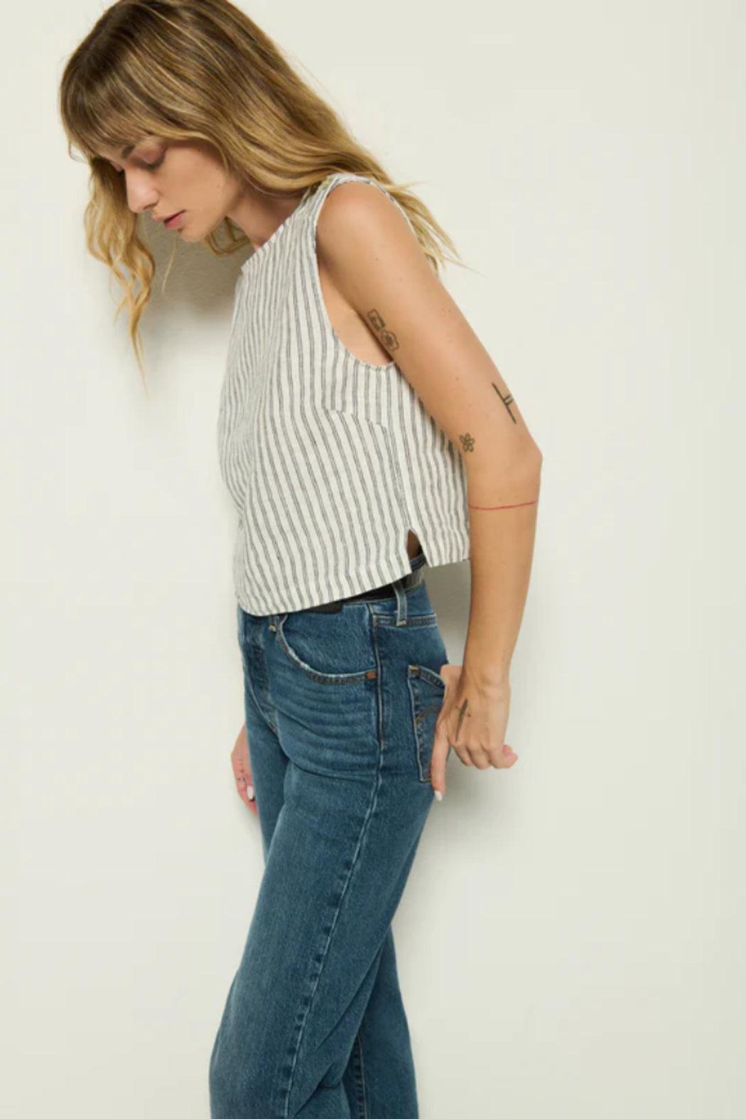 Cara Stripe Tank- Linen Stripe Product Image