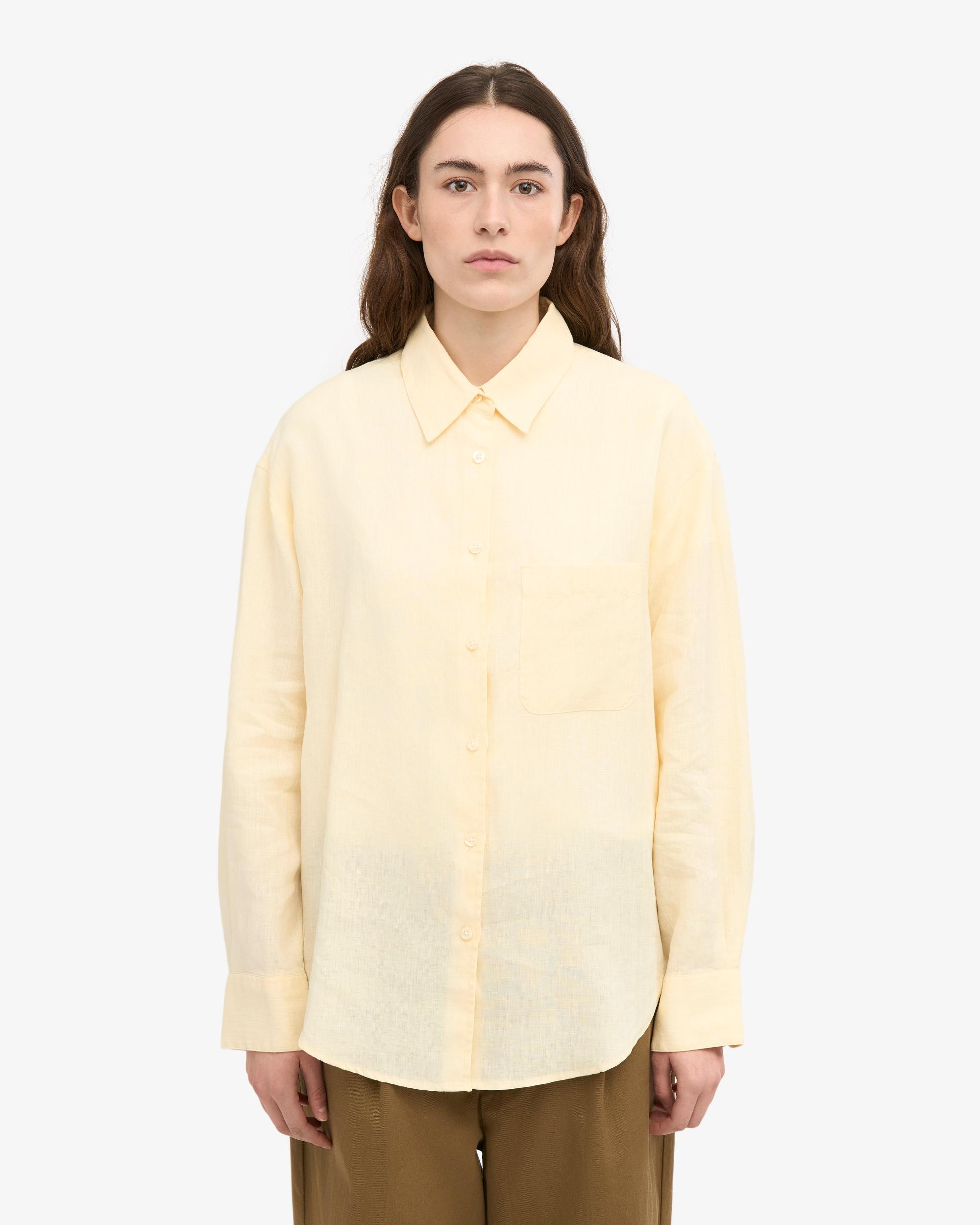 Linen Oversized Shirt - Soft Yellow Product Image