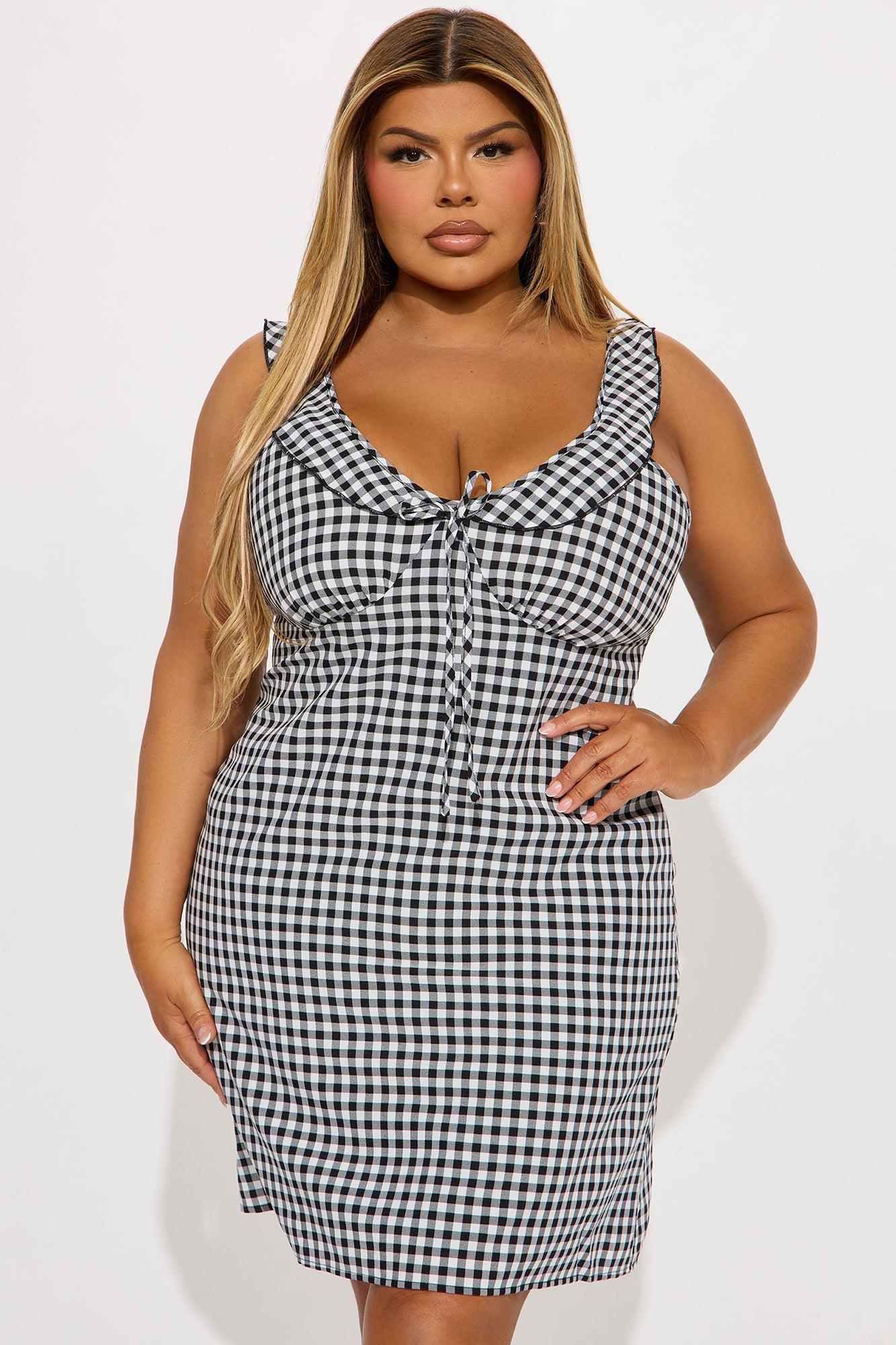 Finley Gingham Mini Dress - Black/White Product Image