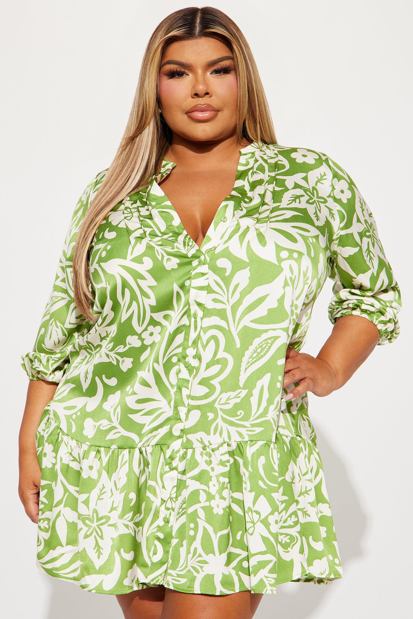 Gabby Satin Mini Dress - Green Product Image