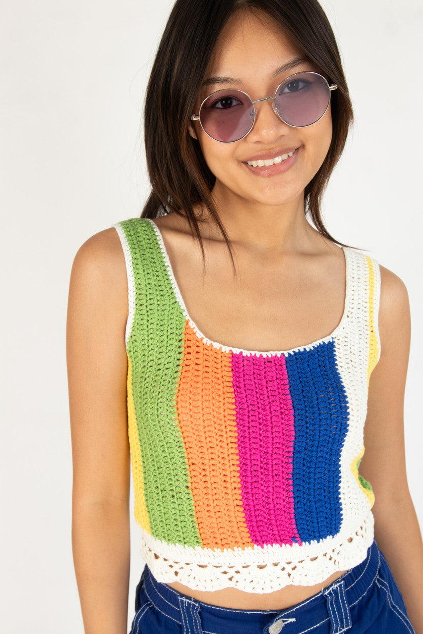 Orchid Stripe Crochet Tank Product Image