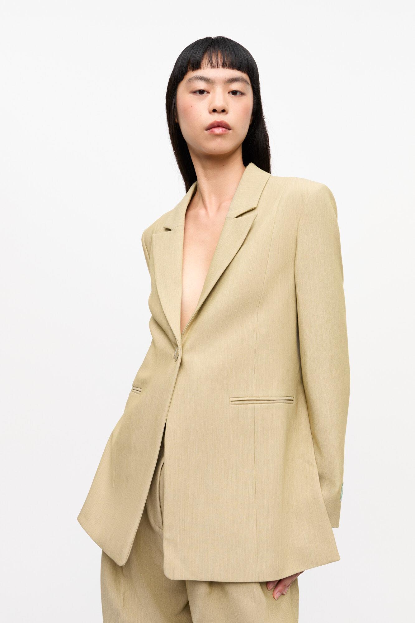 Beige Twill Suiting Blazer Product Image
