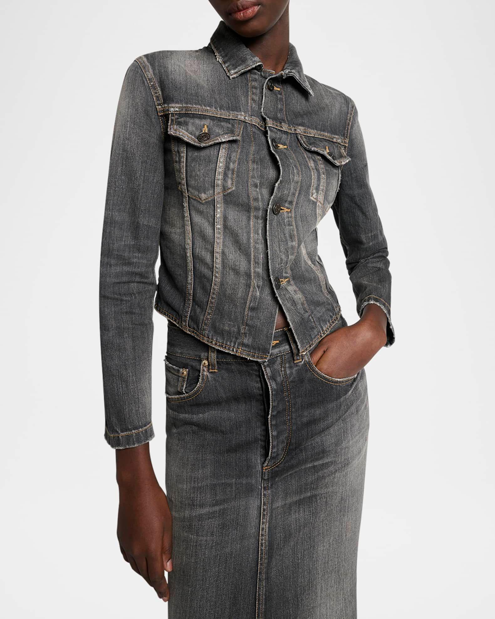 Lace-Up Denim Midi Skirt Product Image