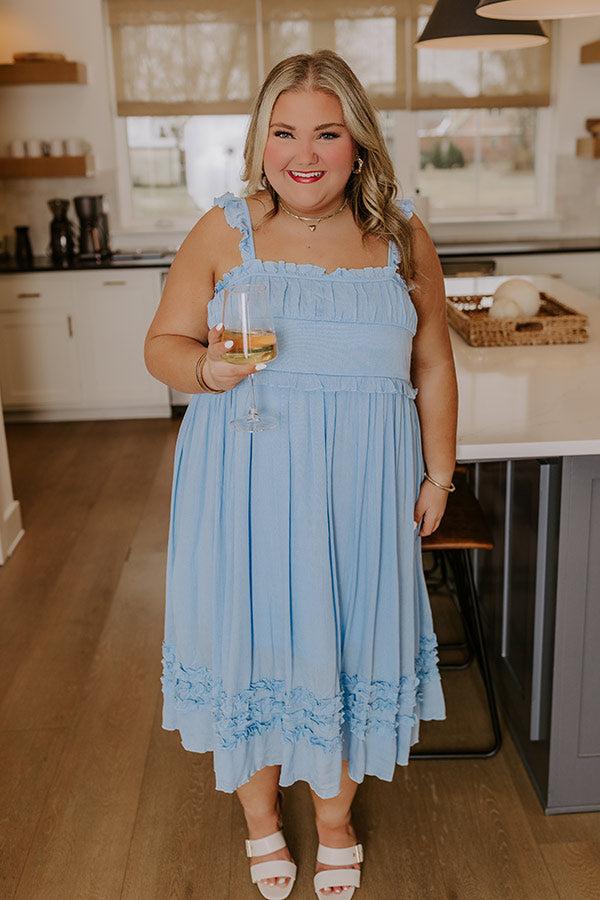 Bayside Bliss Ruffle Midi in Sky Blue Curves Product Image