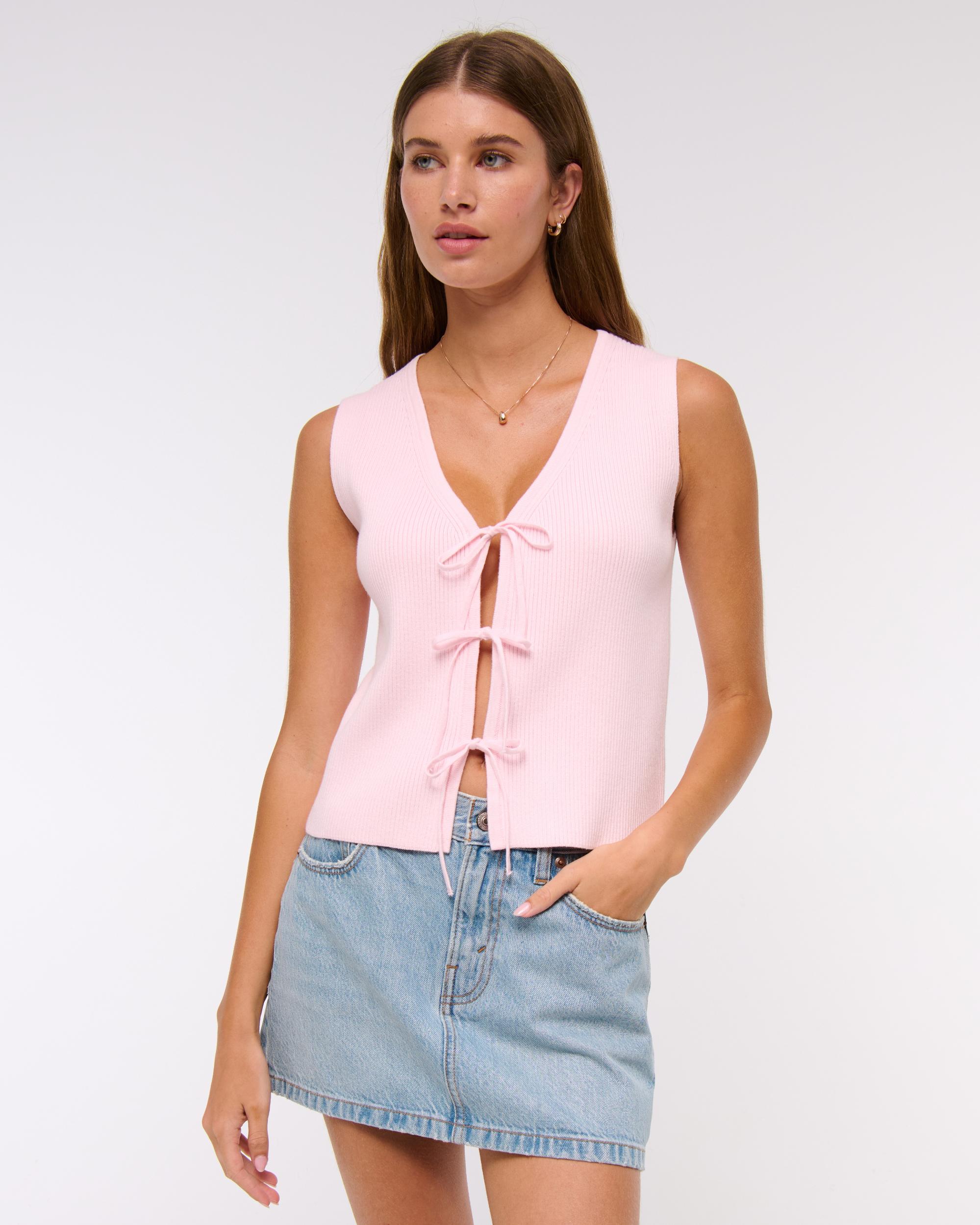 Tie-Front V-Neck Sweater Vest Product Image