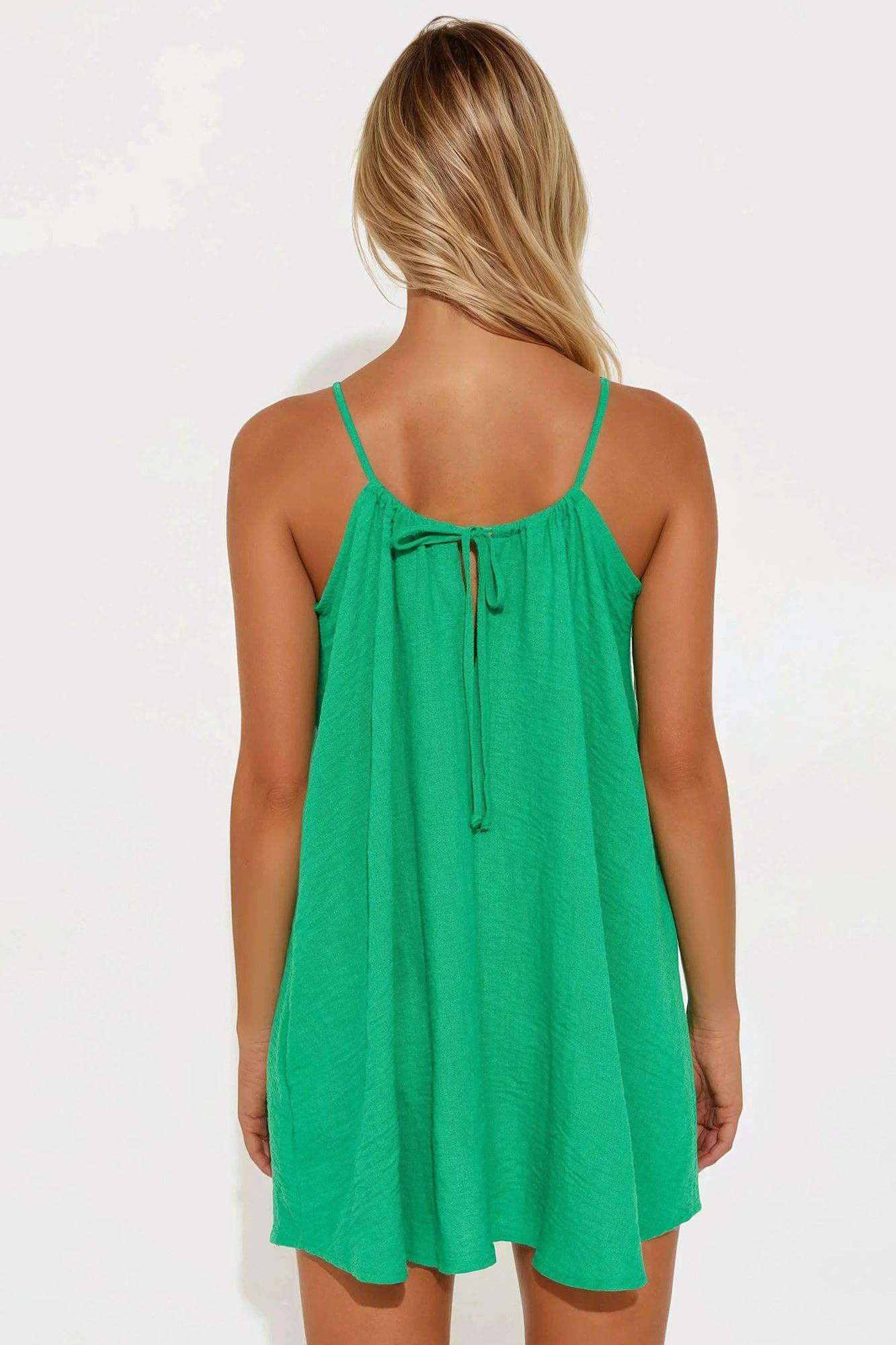 Kourtney Linen Mini Dress - Kelly Green Product Image
