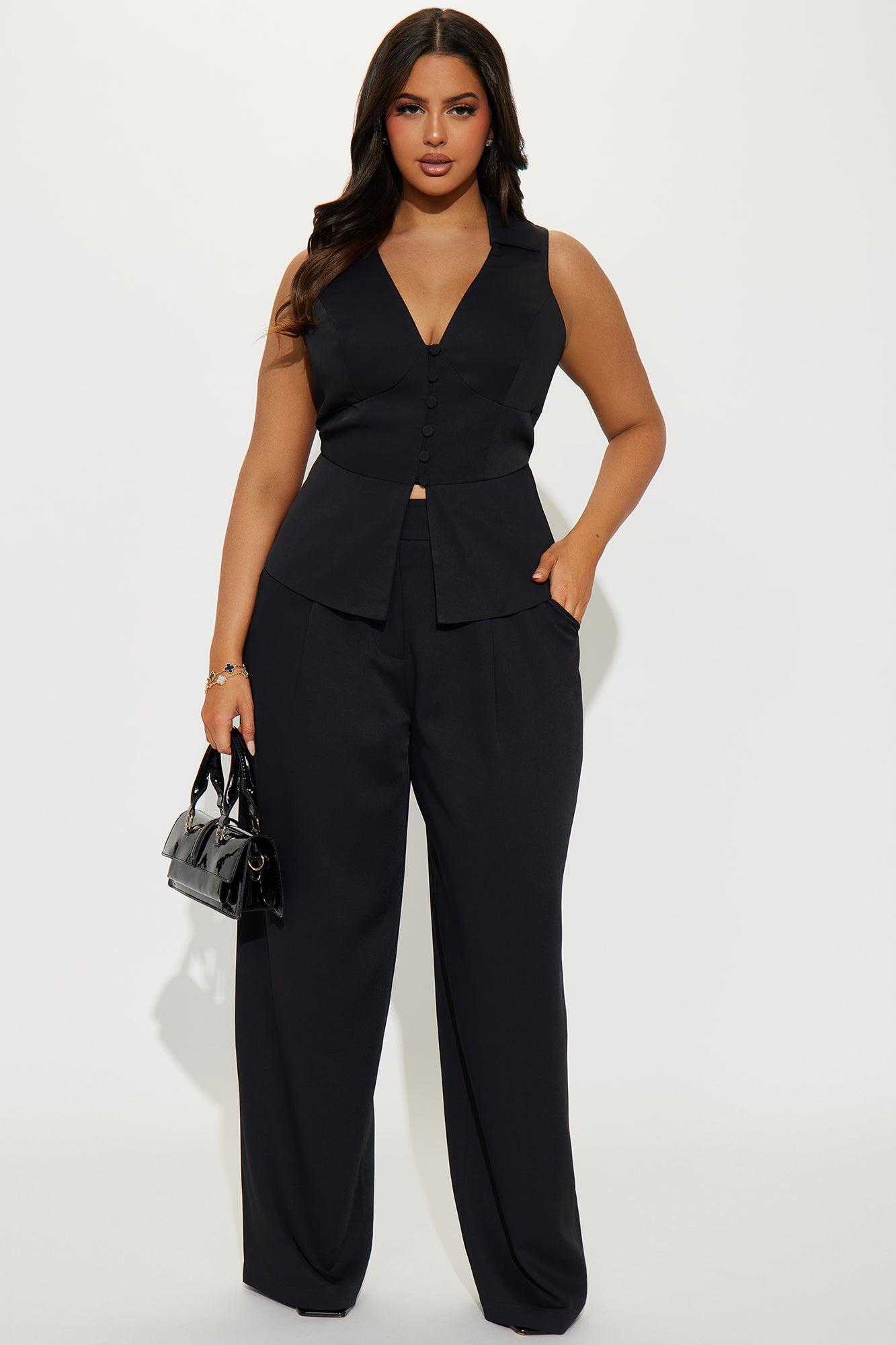 Top Executive Vest Pant Set - Black Product Image