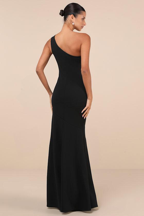 Mesmerizing Energy Black Cutout One-Shoulder Mermaid Maxi Dress Product Image