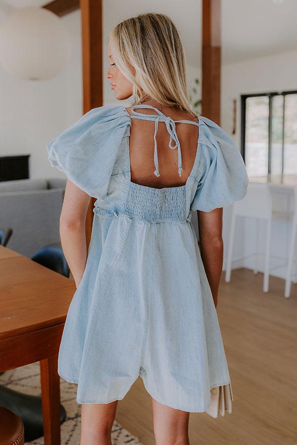 Bistro Cutie Denim Romper in Light Wash Product Image