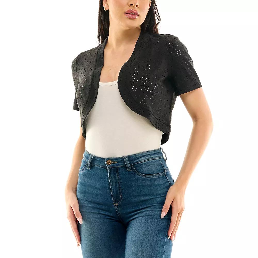 Women's Nina Leonard Eyelet Knit Bolero,  Product Image