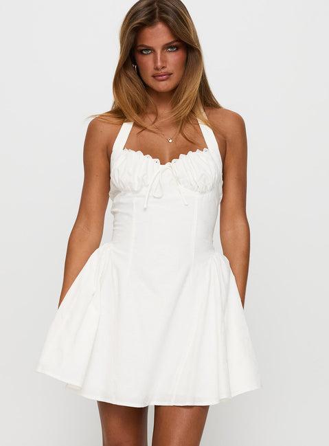 Sweet Words Halter Mini Dress White Product Image