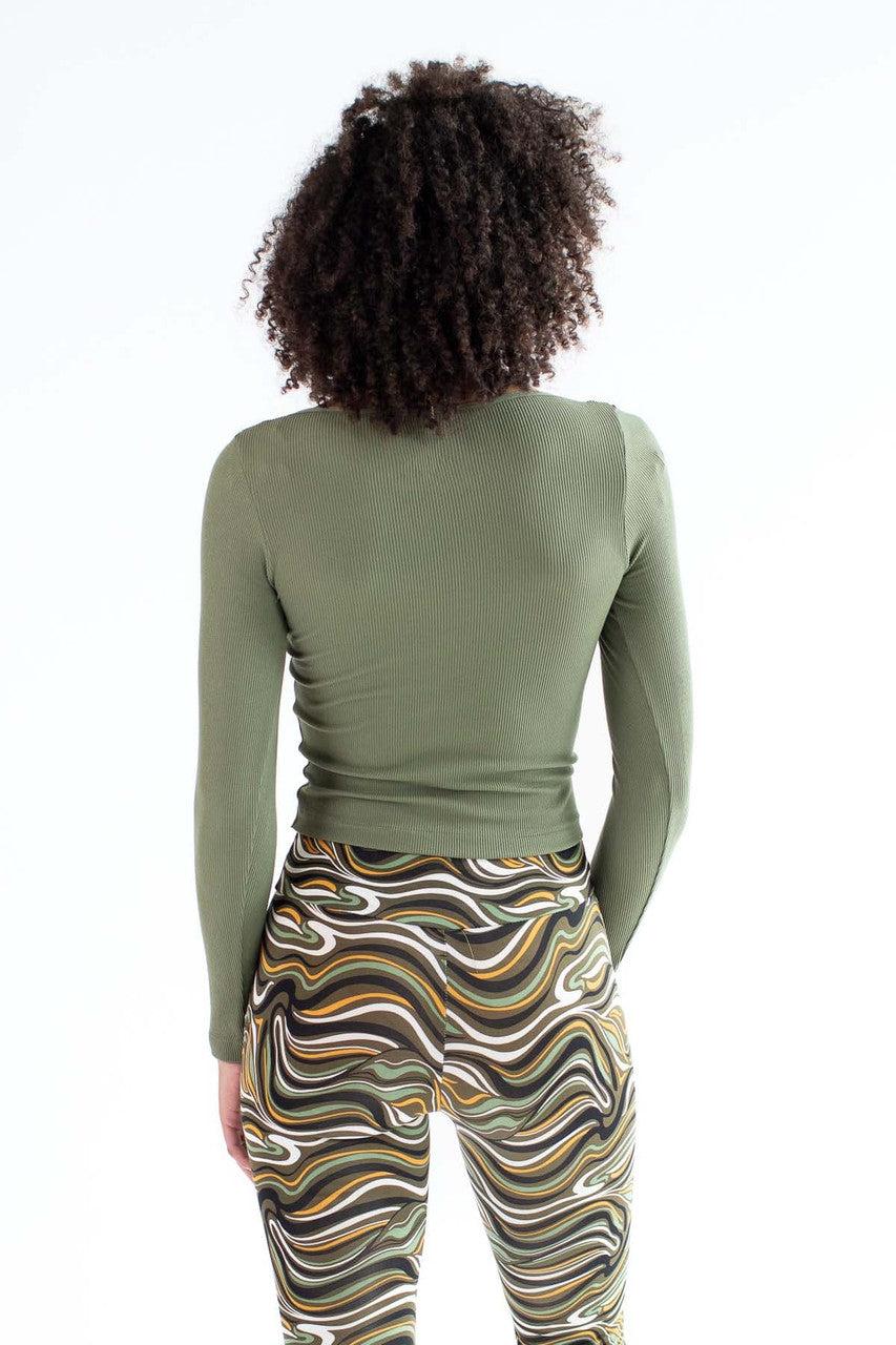 Olive Peace Embroidered Seamless Shirt Product Image