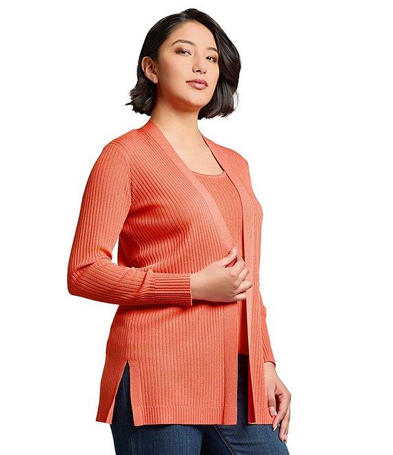 Jones New York Open Front Long Sleeve Ribbed Cardigan Product Image