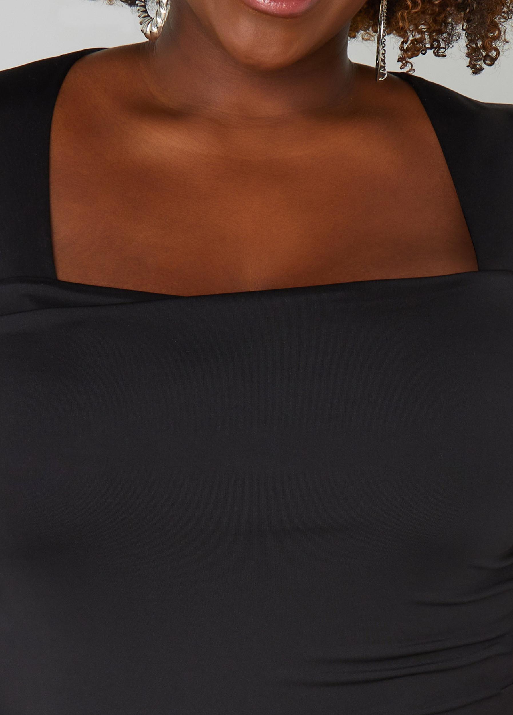 Plus Size Ruched Square Neck Top Ashley Stewart Product Image