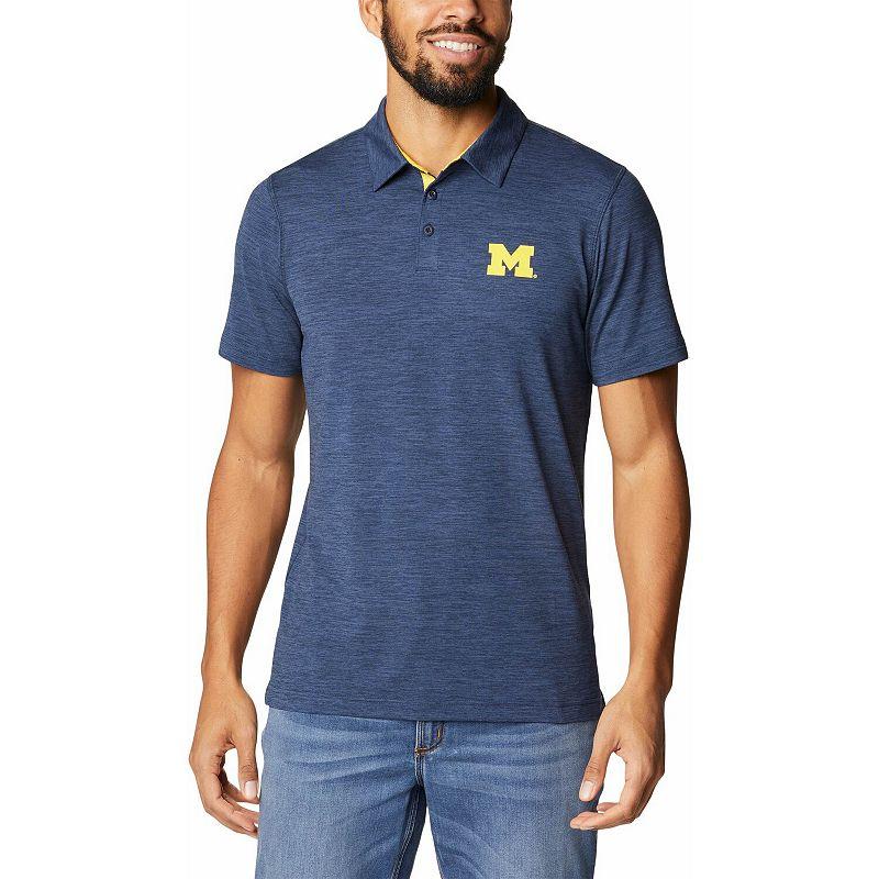 Men's Columbia Navy Michigan Wolverines Tech Trail Omni-Shade Polo,  Product Image
