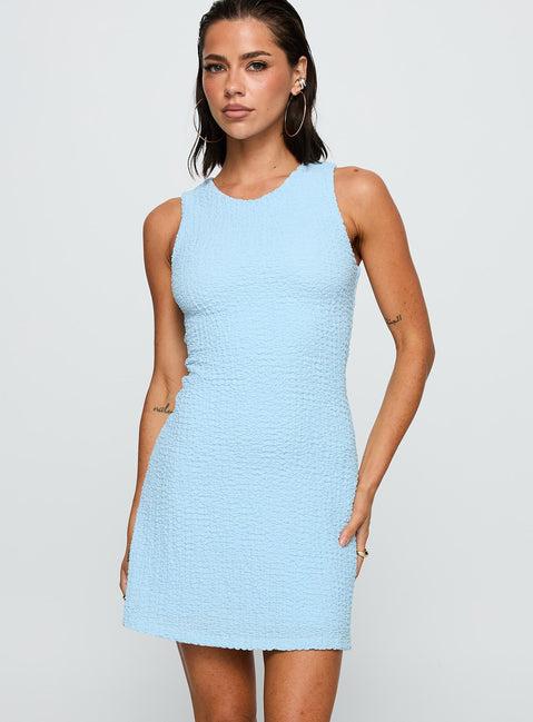 Corallie Textured Mini Dress Blue Product Image