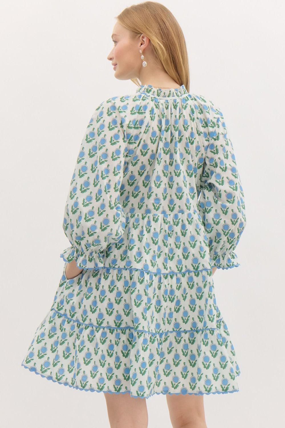 In Blooms Dress- Blue Product Image