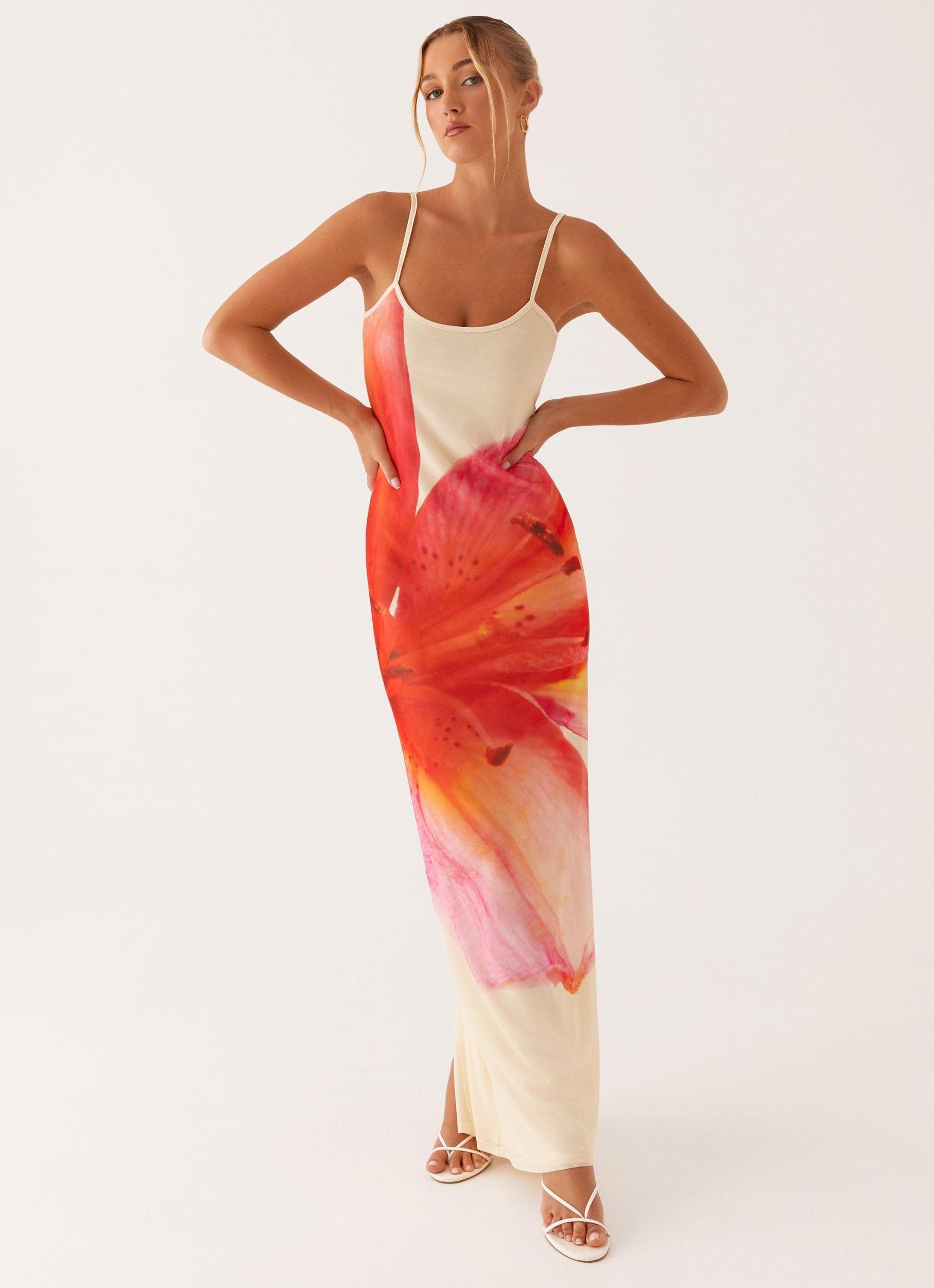 Bad News Mesh Maxi Dress - Yellow Floral Product Image