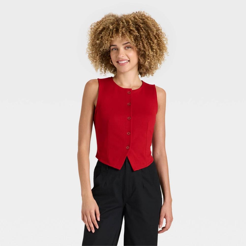 Women's Ponte Vest - A New Day™ Dark Brown 3X Product Image