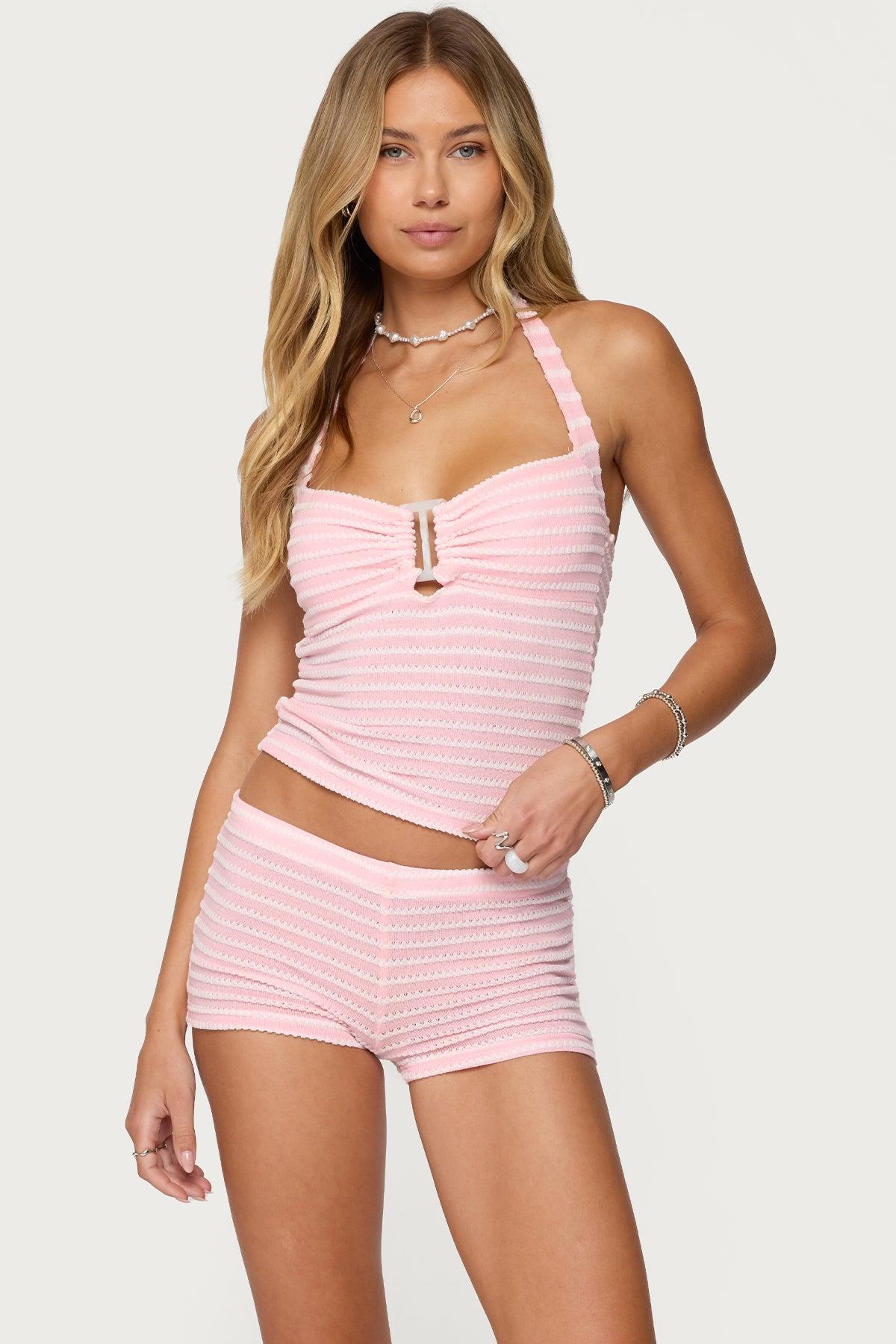 Lovina Textured Striped Halter Top Product Image