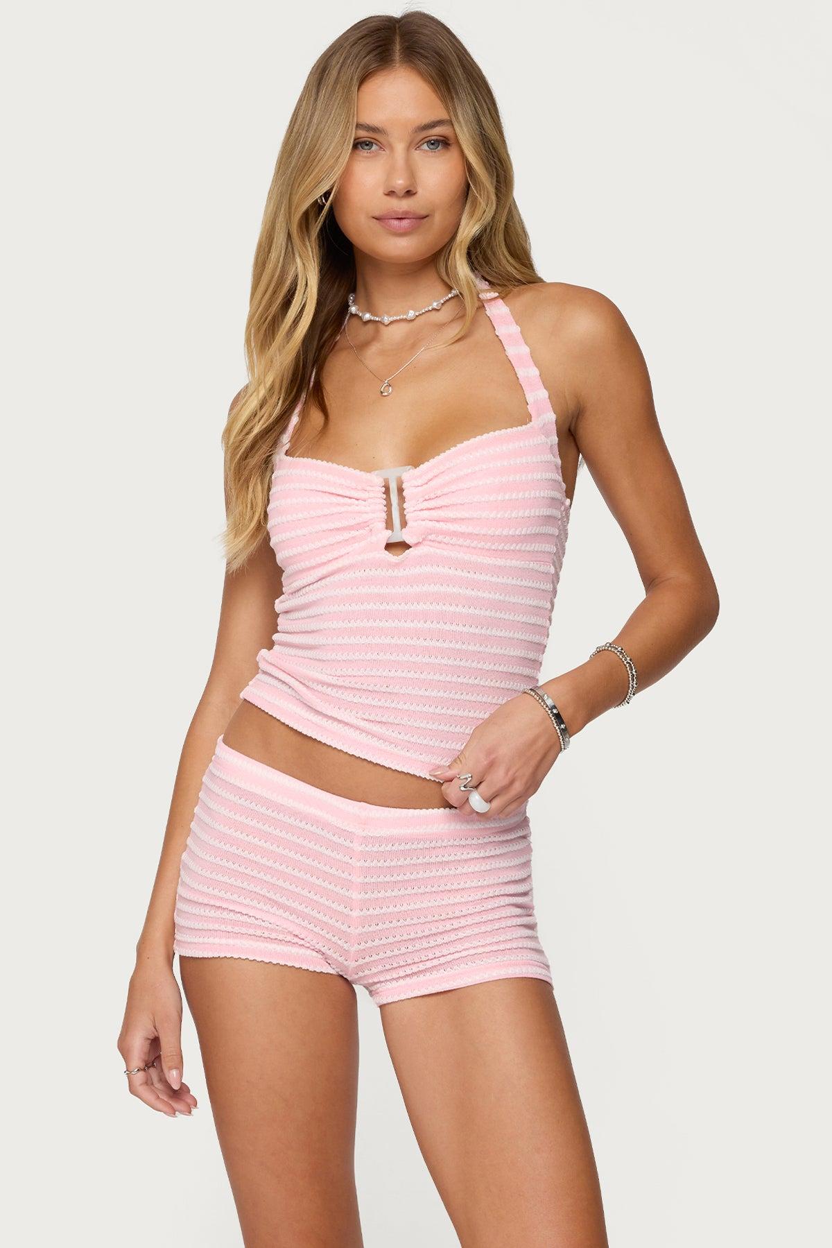Lovina Textured Striped Halter Top Product Image