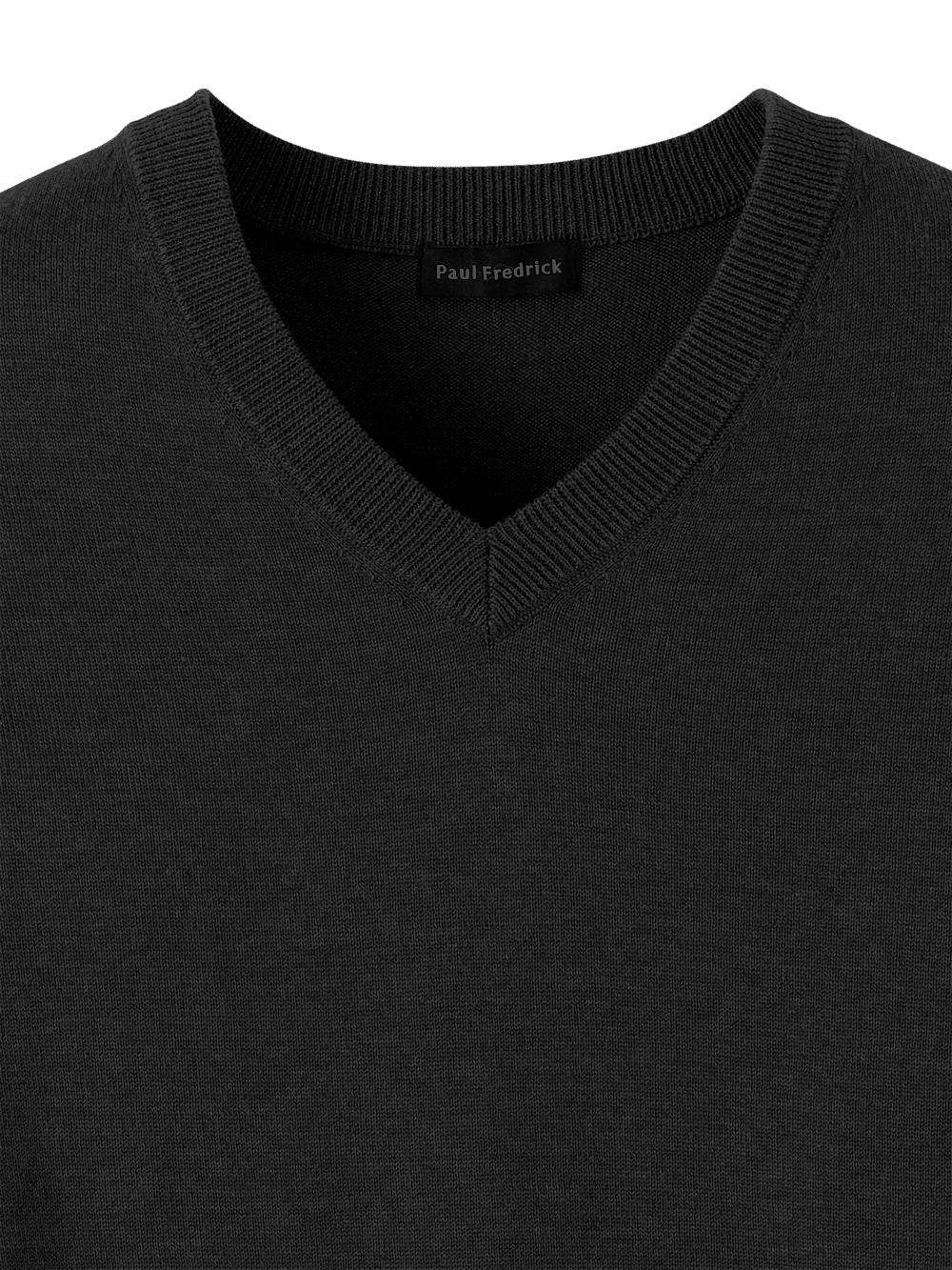 Supima Cotton V-neck Sweater - Black Product Image