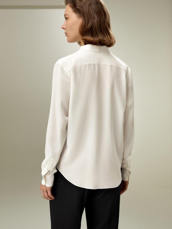 LILYSILK Womens Button Up Shirt Silk - Black Mulberry Silk - Versatile Deep V-Neck Tops S Product Image