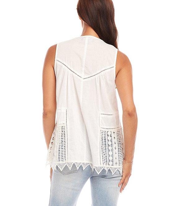 Karen Kane Crew Neck Sleeveless Lace Top Product Image