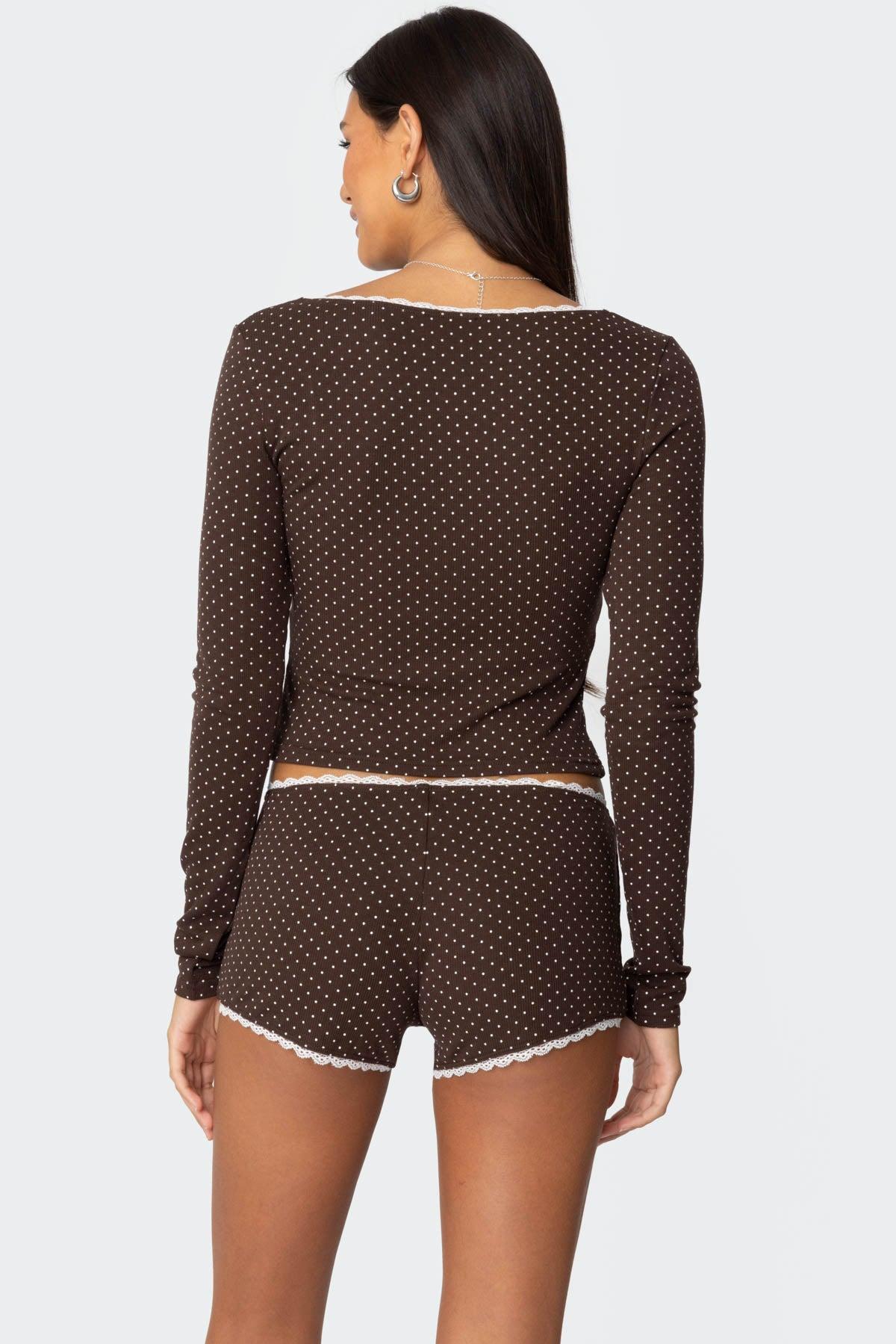 Juliana Polka Dot Ribbed Top Product Image