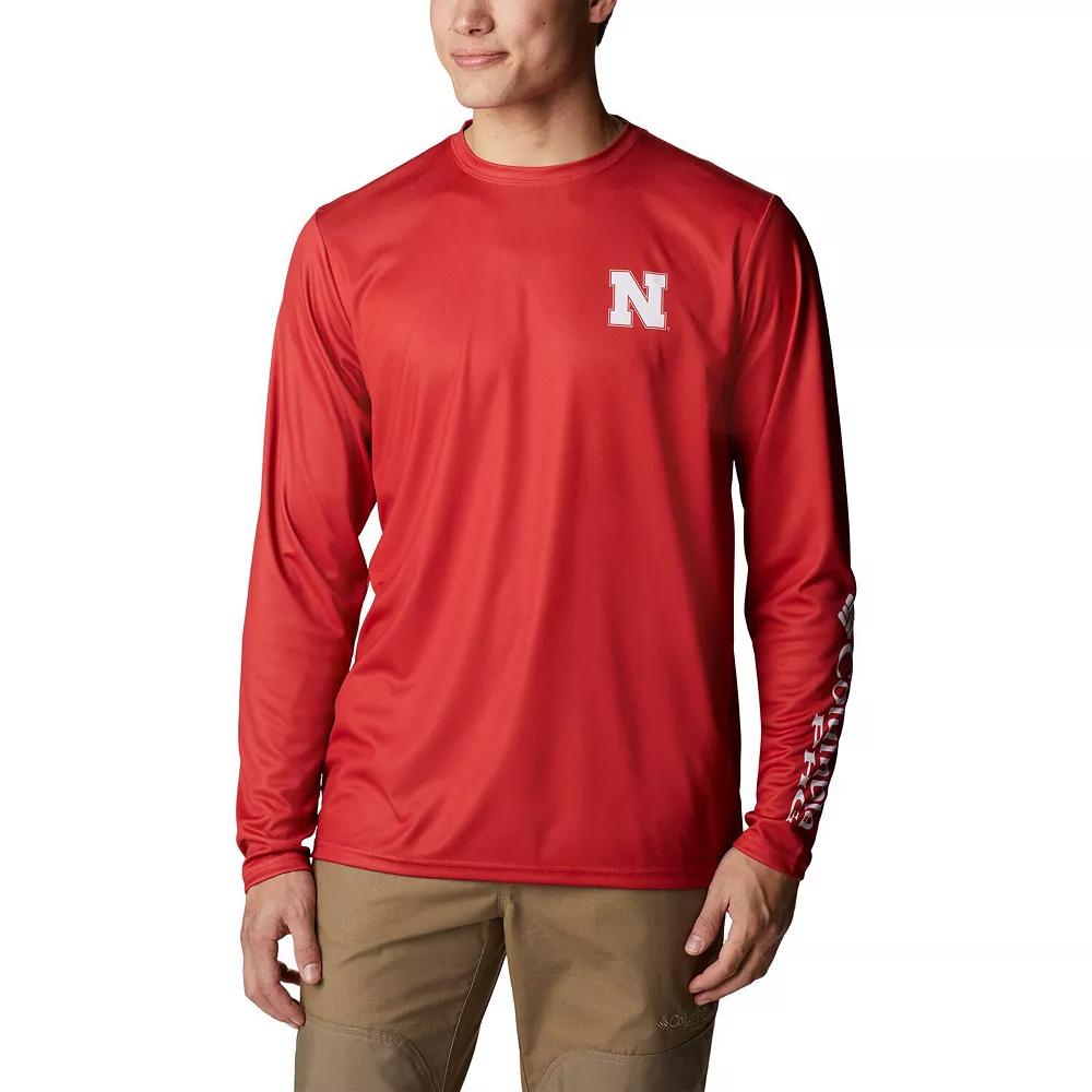 Men's Columbia Scarlet Nebraska Huskers Terminal Shot Omni-Shade Omni-Wick Long Sleeve T-Shirt,  Product Image