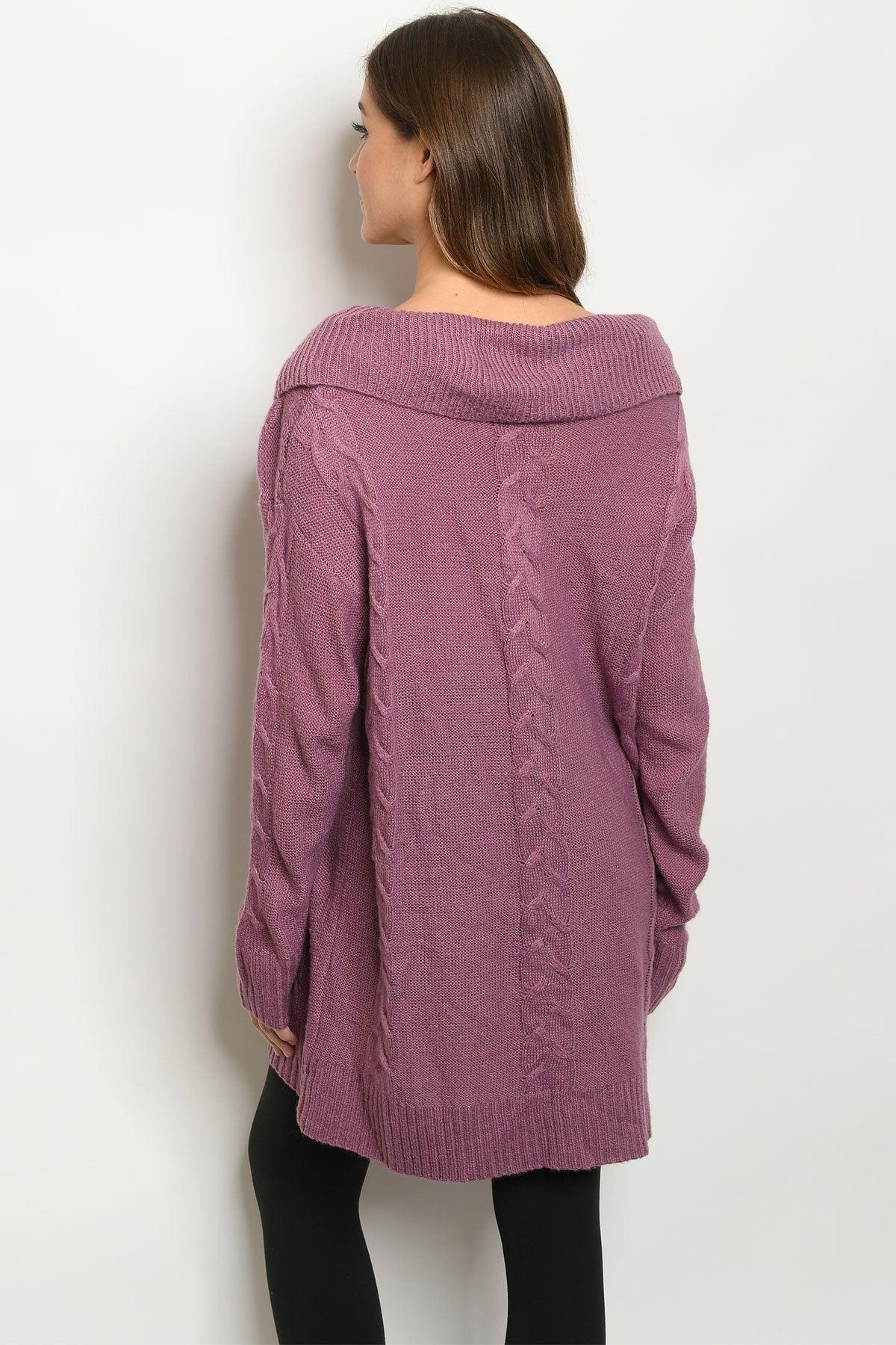 Berry Knit Tunic Sweater Product Image