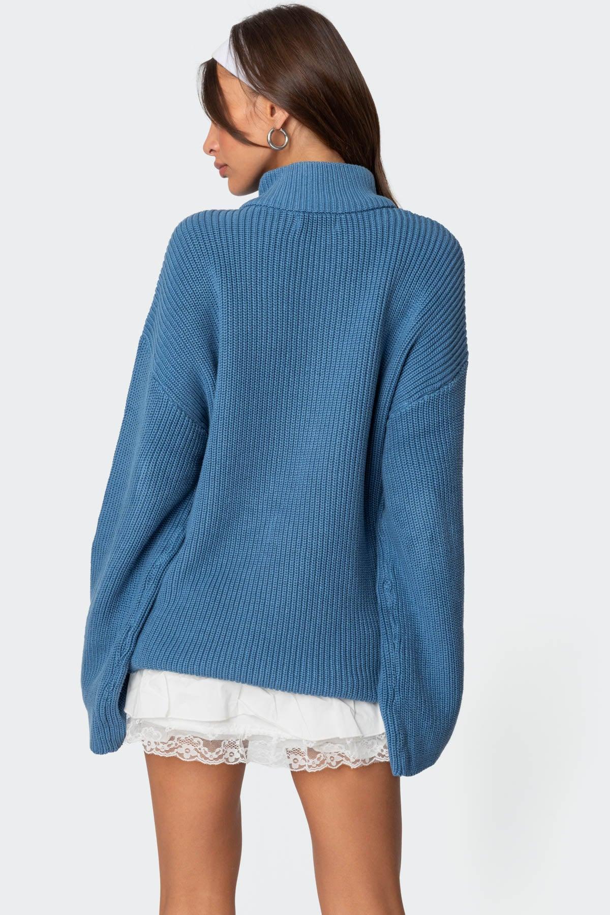 Amour High Neck Oversized Zip Sweater Product Image
