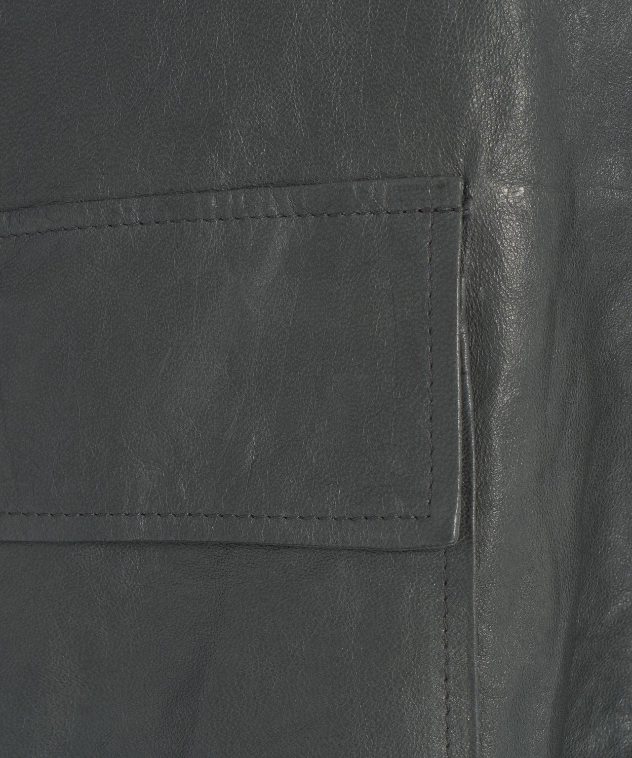 Collarless leather jacket Product Image