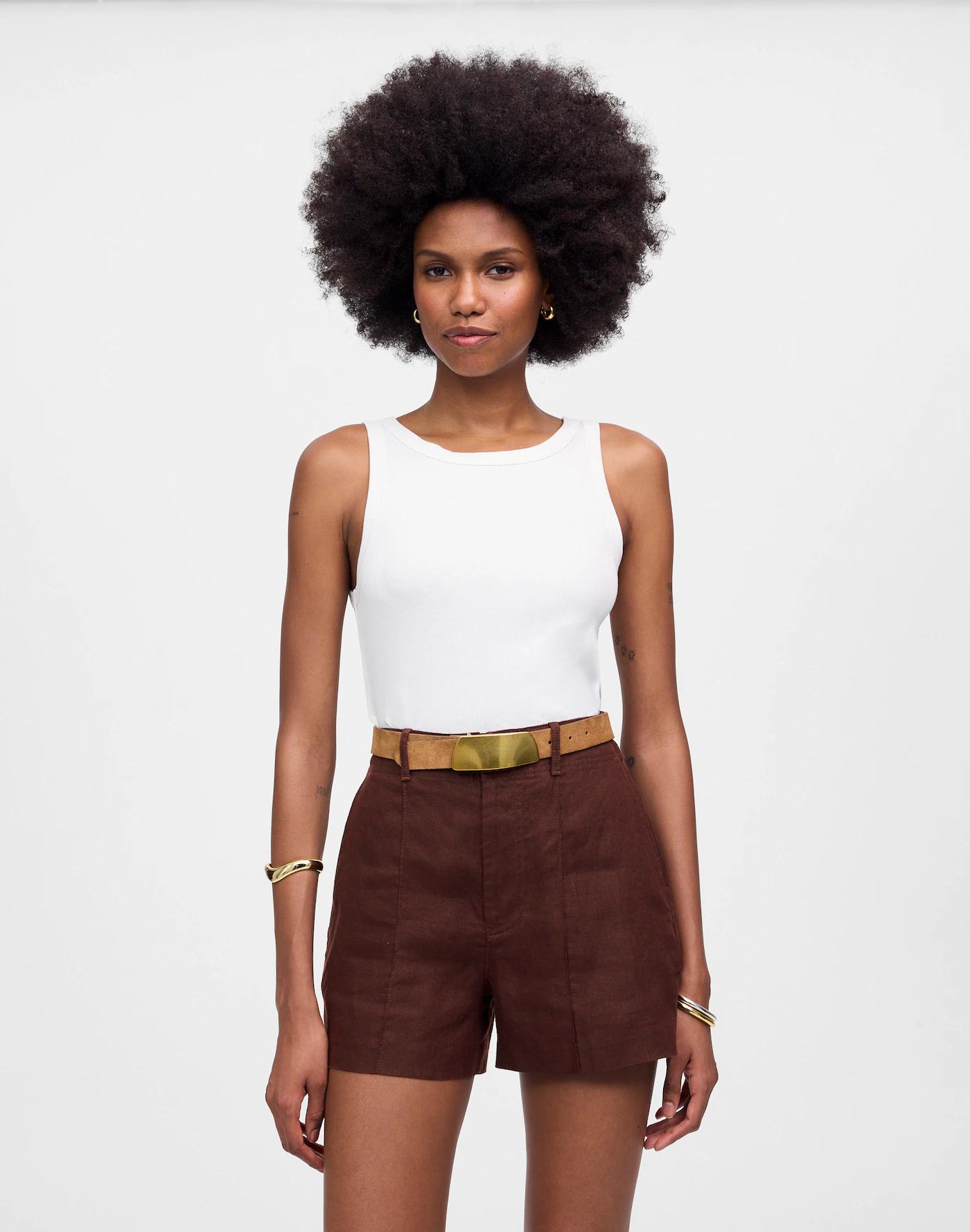 Pintucked Shorts in 100% Linen Product Image