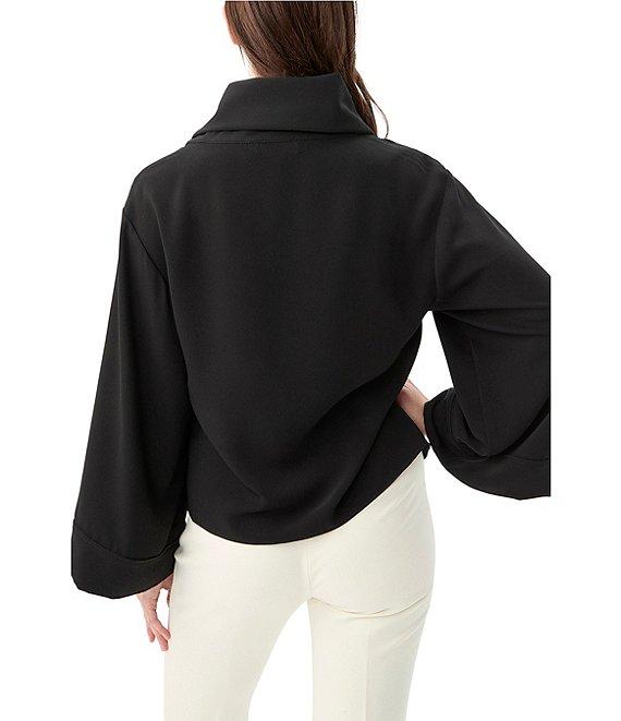 Trina Turk Staged Georgette Cowl Neck Long Sleeve Top Product Image