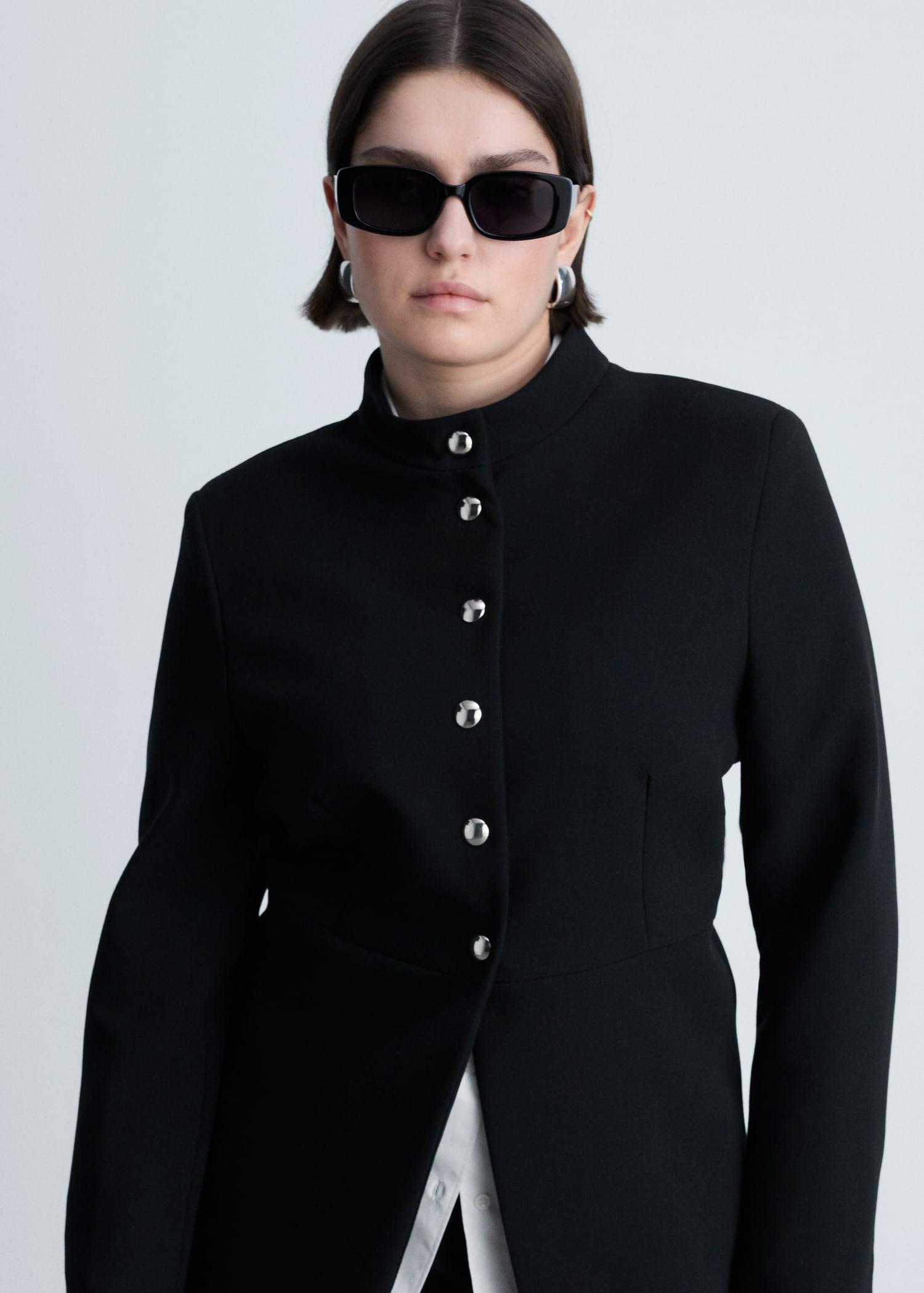 Jacket with jewel-button strip collar - Women | MANGO USA Product Image