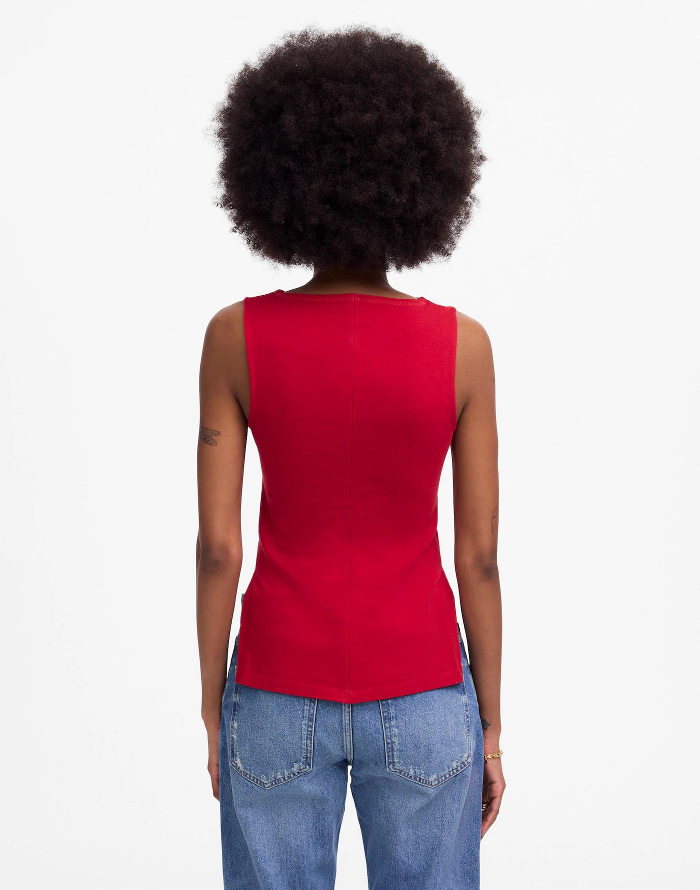 Sleeveless Boatneck Side Slit Tee Product Image