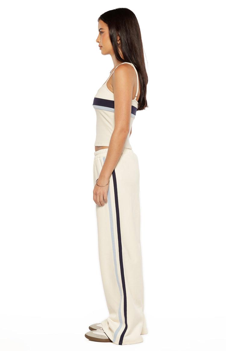 Leya White Contrast Stripe Pants Product Image