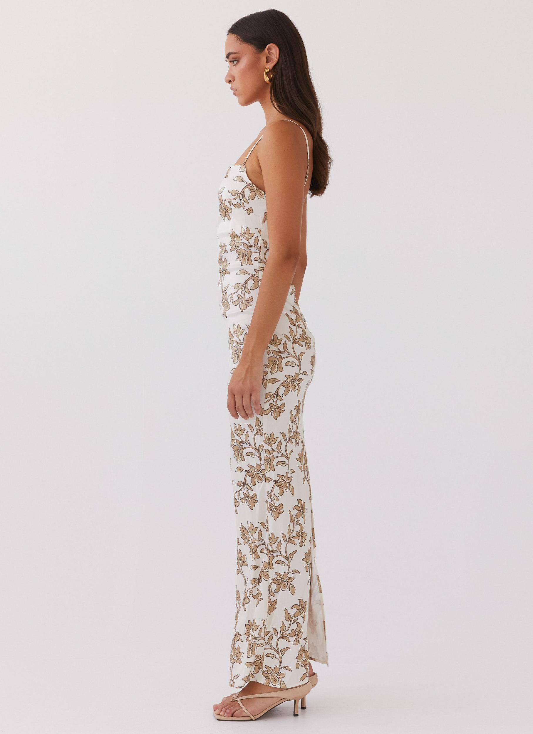 Lara Satin Maxi Dress - Hazel Bloom Product Image