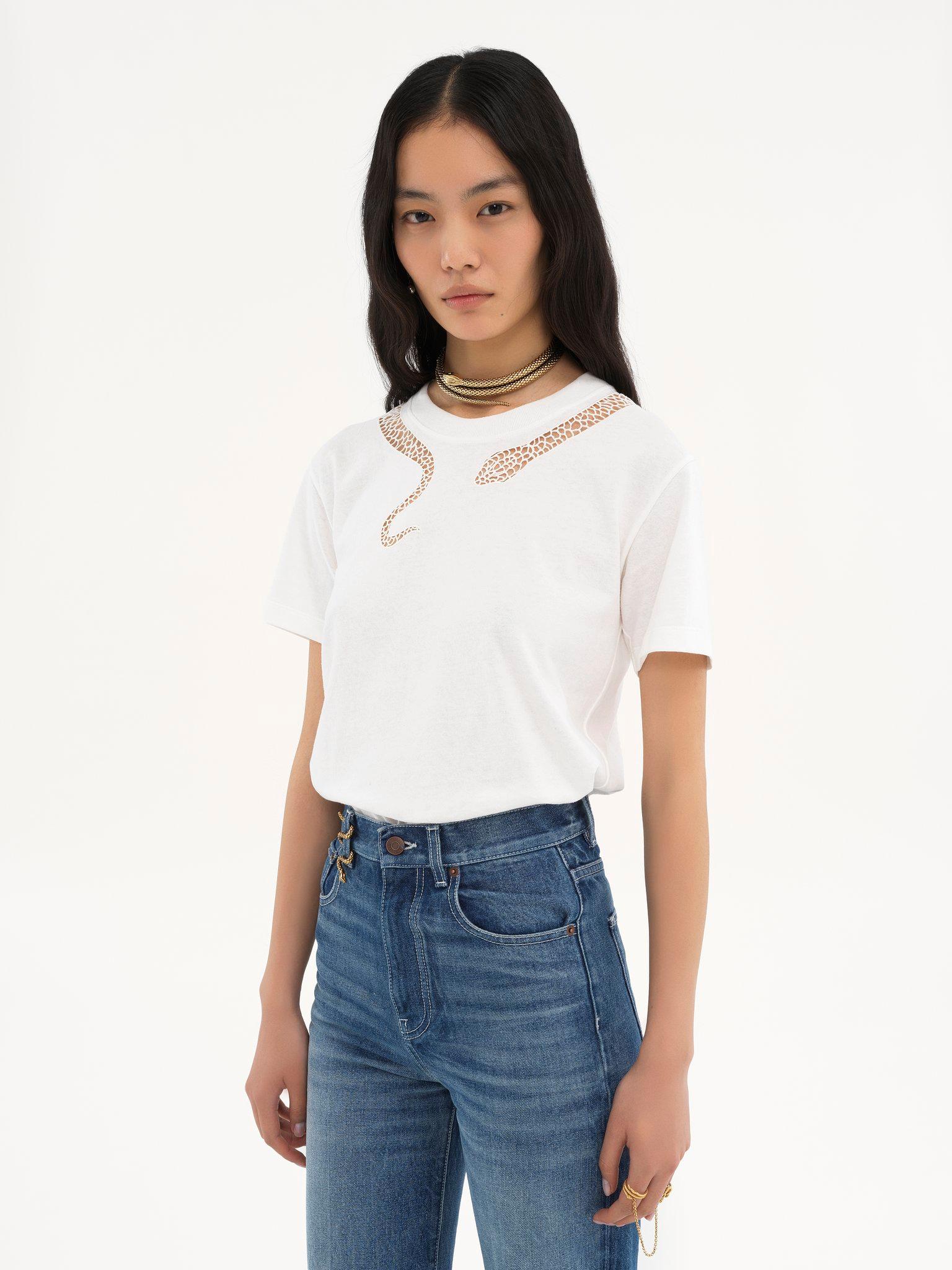 Guipure T-shirt in cotton jersey Product Image