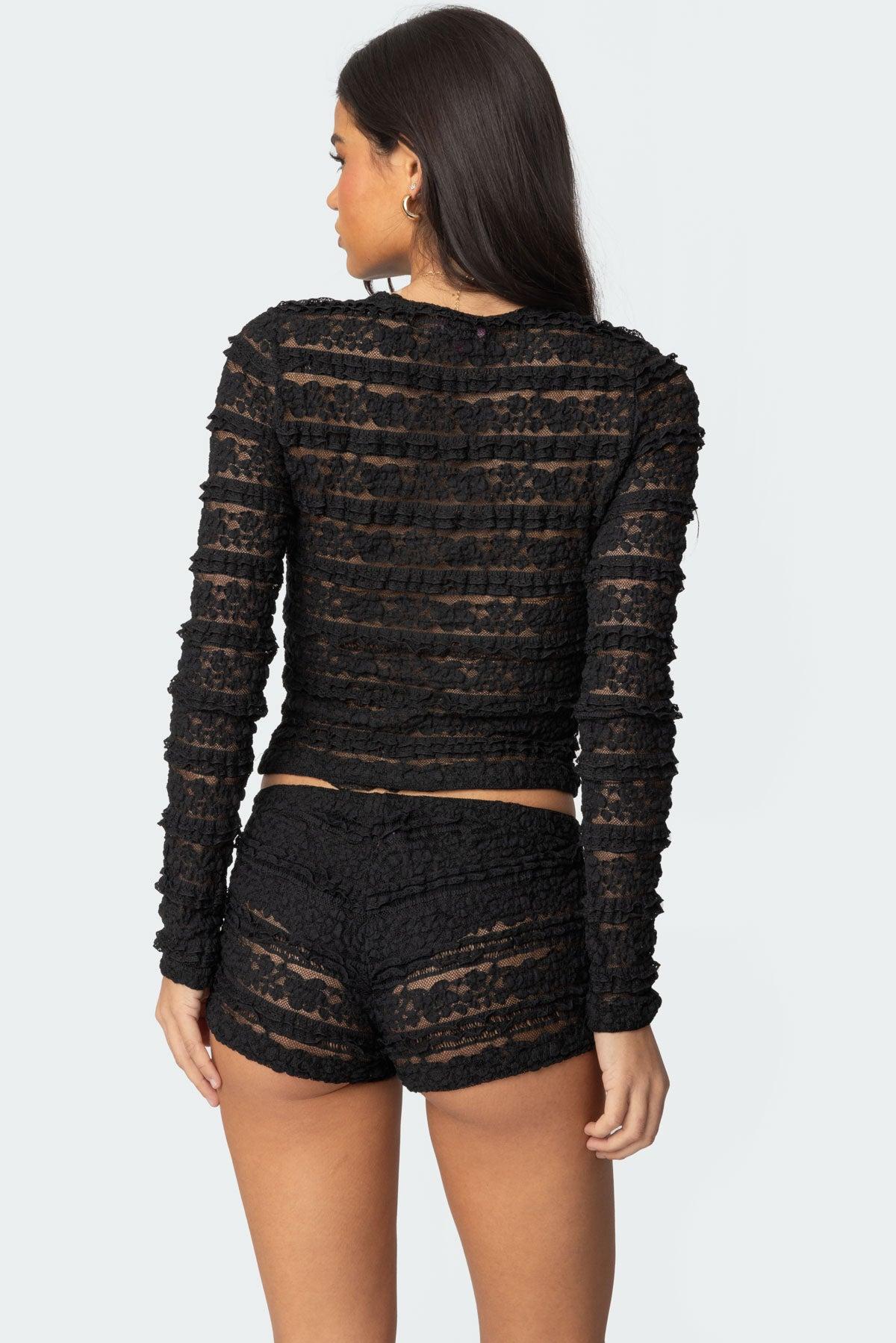 Maisley Sheer Lace Shorts Product Image