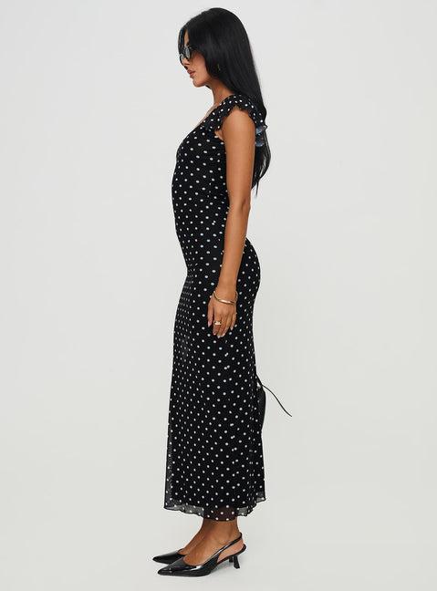 Sandberg Maxi Dress Black Polka Dot Product Image