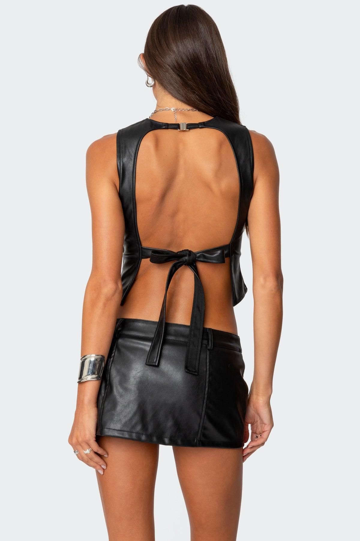 Frances Backless Faux Leather Top Product Image
