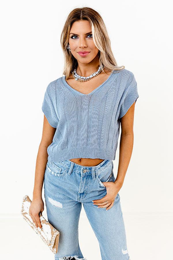 Moonlit Bay Knit Top In Airy Blue Product Image