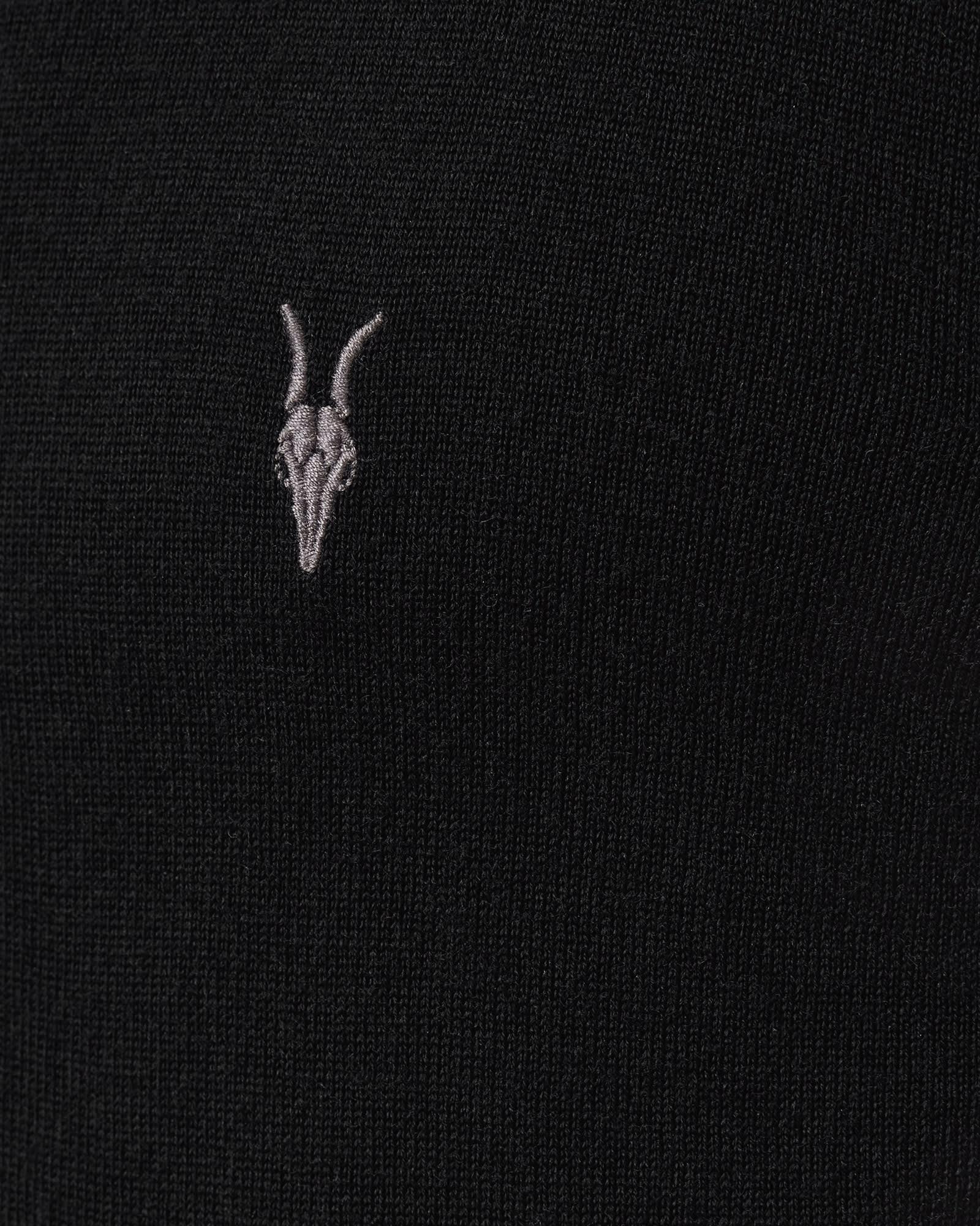 Mode Merino Zip Up Ramskull Hoodie Black | ALLSAINTS US Product Image