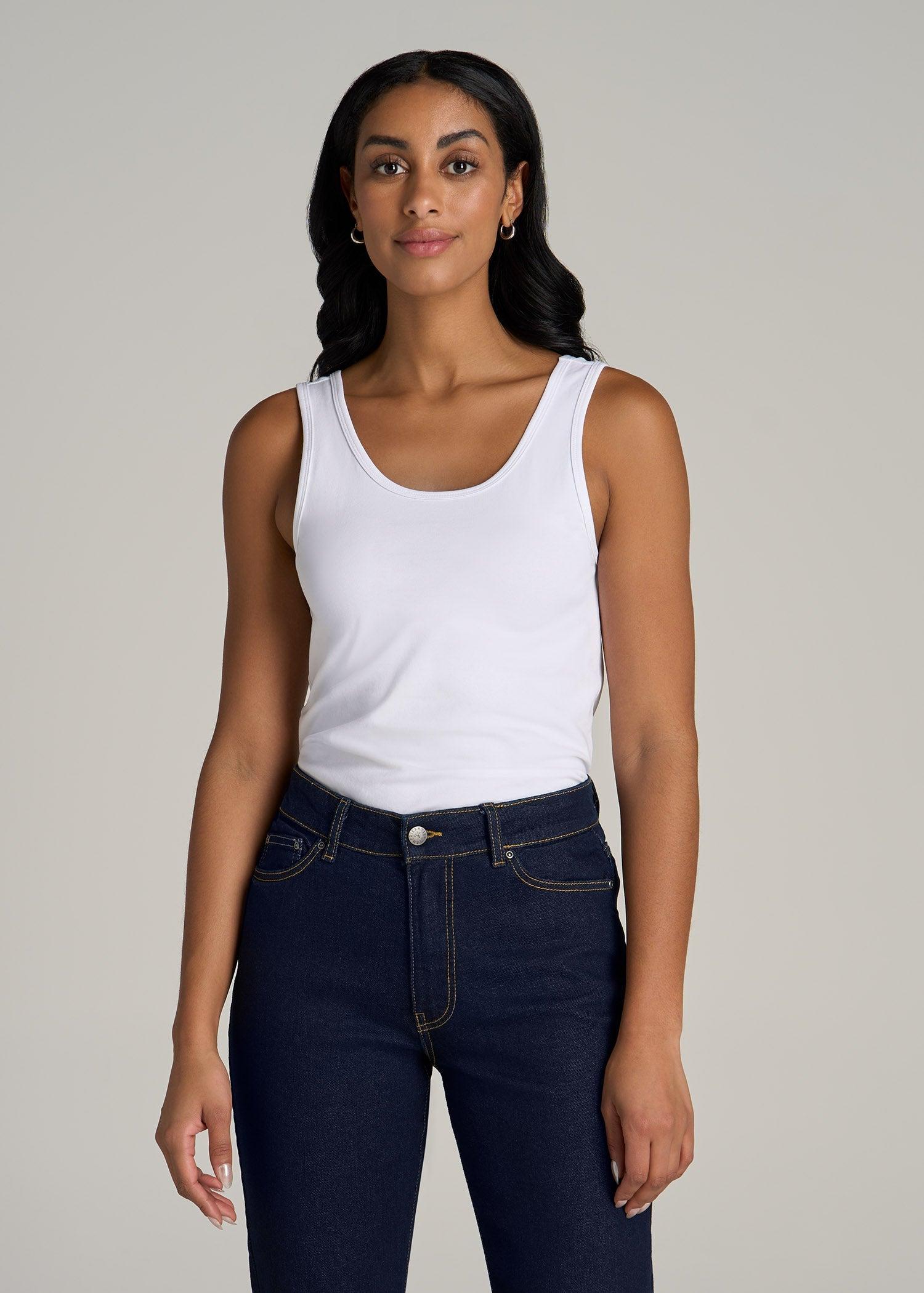 Slim Fit Jersey Tank Top for Tall Women in Bright White Female Product Image