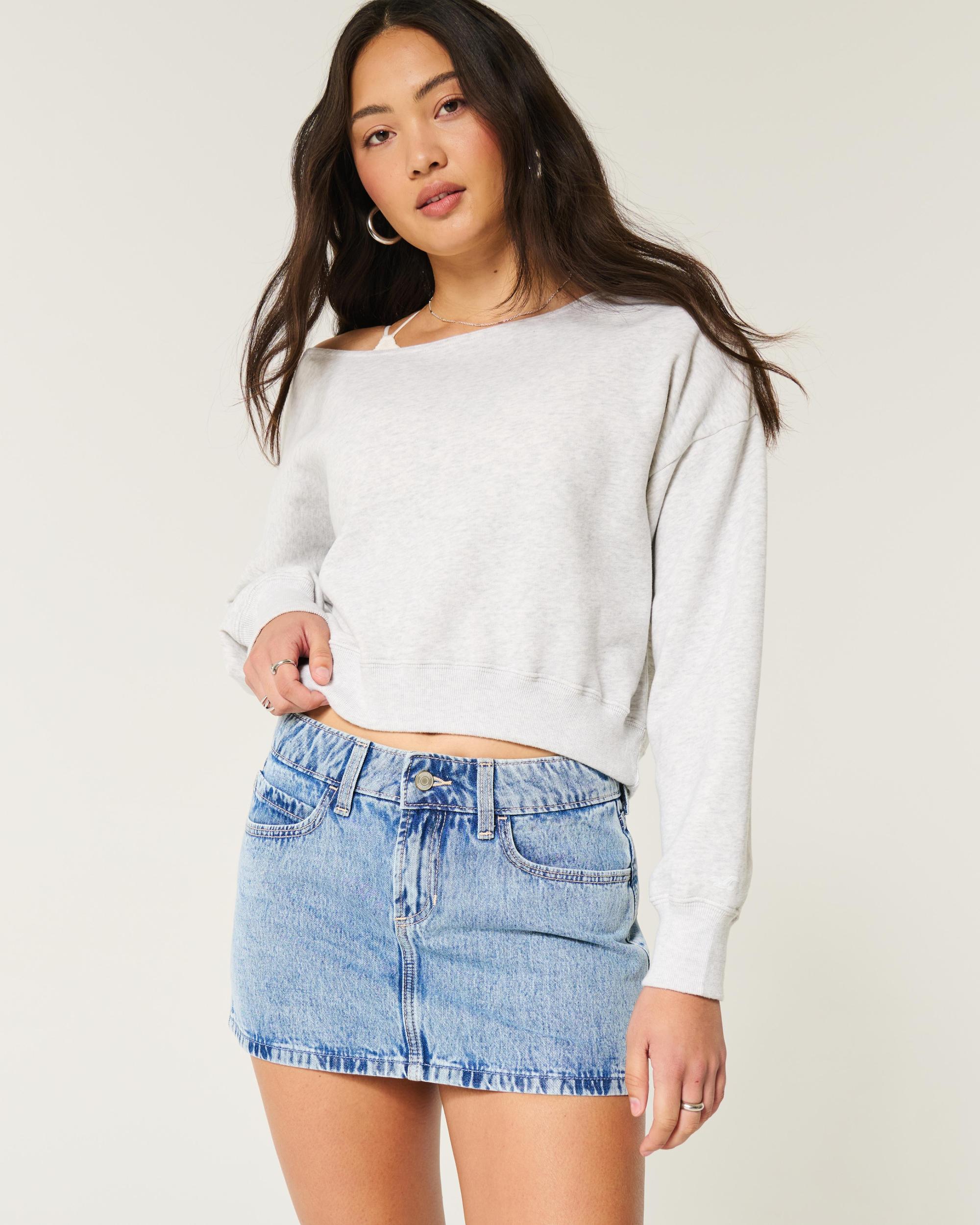 Low-Rise Pink Denim Mini Skort Product Image